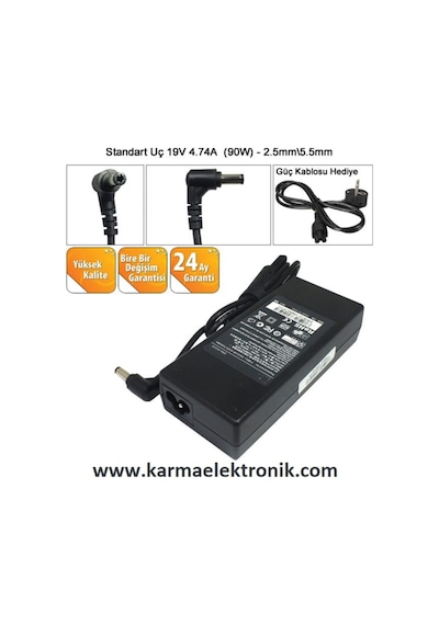 Asus S40, S405 Uyumlu Notebook Adaptör, Şarj Cihazı 90w - 19v 4.74a