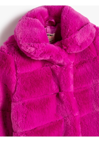 Koton Peluş Mont Pamuk Astarlı Çıtçıt Kapamalı Fuşya 4wkg20002aw 4WKG20002AW300
