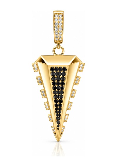 Sertifikalı 316l Çelik Siyah Zirkon Geometrik Premium Kadın Kolye Ucu Gold