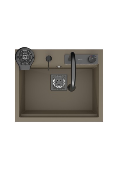 Angel Akıllı Granit Evye + Aksesuar Set Cappuccino 60x49 İsimdebelirtilmiş