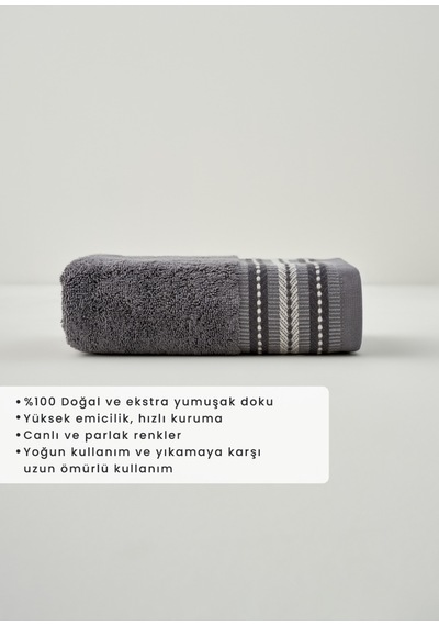 Bella Maison Premium Ege Pamuğu Yüz Havlusu Antrasit 50x90 Cm Gri