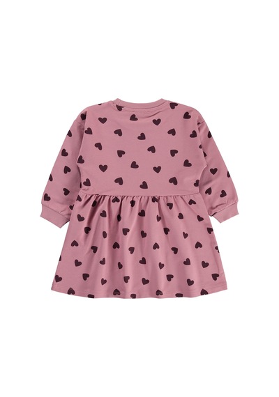 Civil Girls Kalp Desenli 2-5 Yaş Elbise - Pembe Gülkurusu