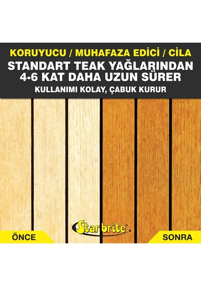 Starbrite - Premium Altın Sarısı Tik Yağı - 3. Adım 473 Ml : Standart Yağlardan 6 Kat Daha Dayanıklı, Tik Ahşaplarınız İçin Mükemmel Altın Parıltısı
