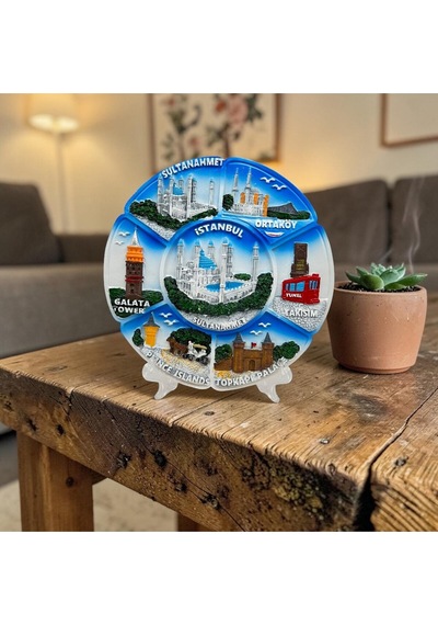 İstanbul Temalı Kabartmalı Dekoratif Tabak Masa Ve Duvar Dekoru 18 Cm