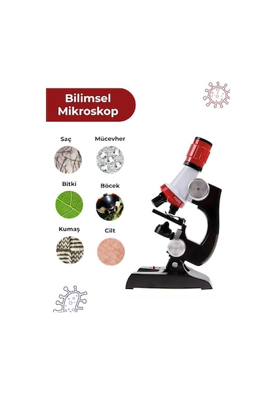 Temel Işıklı Bilimsel Çocuk Mikroskobu 100x 400x 1200x, Stem Eğitim Ve Deney Seti