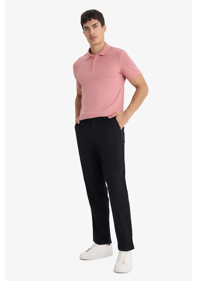 Defacto Slim Fit Dar Kesim Polo Yaka Kısa Kollu Pamuklu Modal Karışımlı Basic Düz Tişört M6609az25spbr103 Pembe