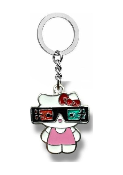 Gözlüklü Hello Kitty Figürlü Anahtarlık Eğlenceli Ve Sevimli Aksesuar