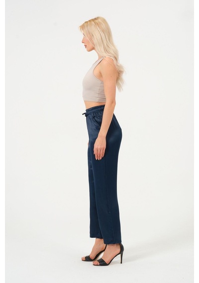 Rich Kadın Yüksek Bel Parlak Saten Pantalon Çok Renkli