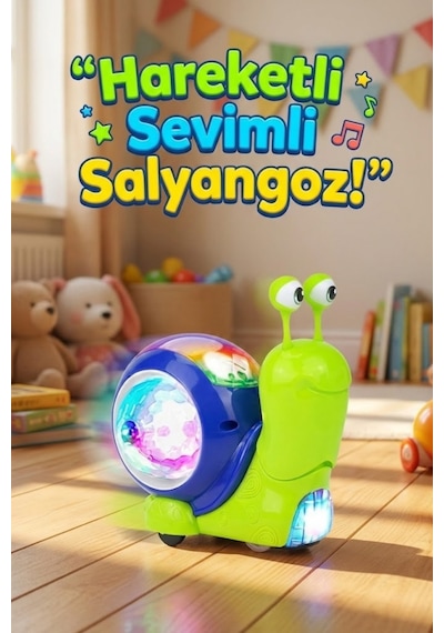 Craftivio Hareketli Işıklı Müzikli Salyangoz Oyuncak - Bebek Emekleme Yardımcısı Eğitici Yürüyen Salyangoz Hayvanlar