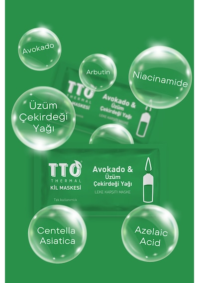 Tto Thermal Avokado ve Üzüm Çekirdeği Yağ Içeren Kil Maskesi