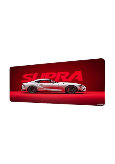 Toyota Supra Beyaz Kırmızı Tasarım 40x90 Cm Oyuncu Mousepad Kaymaz Taban Büyük Boy Siyah