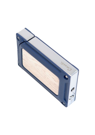 Caseti Tek Torch Pürmüz Lacivert Ahşap Desenli Metal Puro Çakmağı