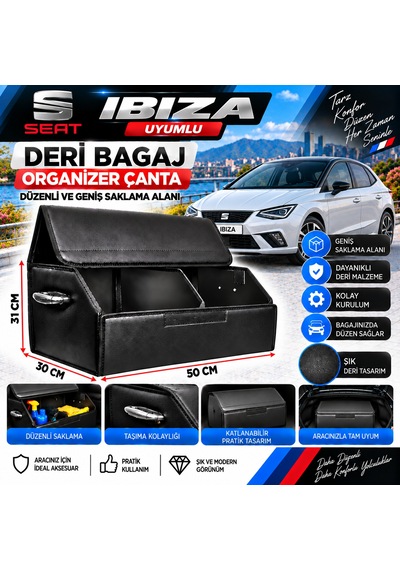Seat Ibıza Uyumlu Oto Bagaj Organizeri Deri Bagaj Kutu Çanta 1