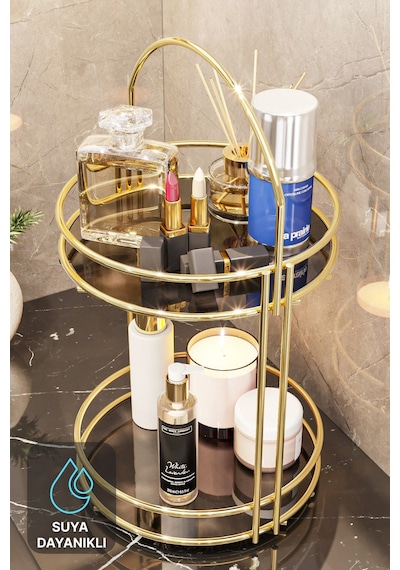 Banyo Düzenleyici 2 Katlı 40 Cm Gold Lüks Düzenleyici Organizer Banyo Rafı Şampuanlık Dekoratif Gold Banyo Düzenleyici 2 Katlı 40 Cm Gold Lüks Düzenleyici Organizer Banyo Rafı Şampuanlık Dekoratif Gold