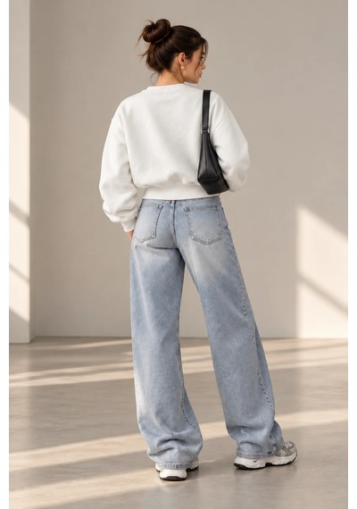 Bbbutikbasic Fermuar Detaylı Şardonlu 3 İplik Kadın Sweatshirt My3535 beyaz