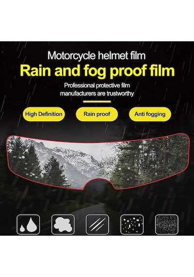 Motosiklet Kaskı Buğu Önleyici Film Su Geçirmez Dayanıklı Çizilmez Lens Şeffaf Koruma - 23.5 Cm