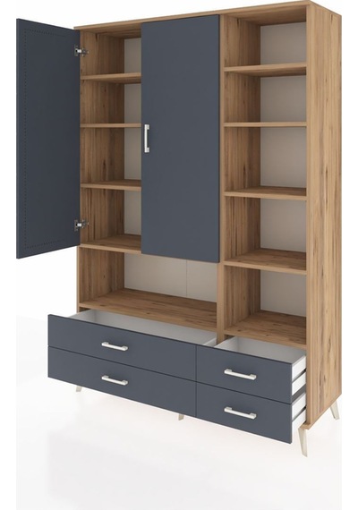 Hyperion Dolap 10 Raflı 4 Çekmeceli 2 Kapaklı 132x44x195 Çam-antrasit/antrasit Antrasıt/antrasıt Hyperion Dolap 10 Raflı 4 Çekmeceli 2 Kapaklı 132x44x195 Çam-antrasit/antrasit Antrasıt/antrasıt