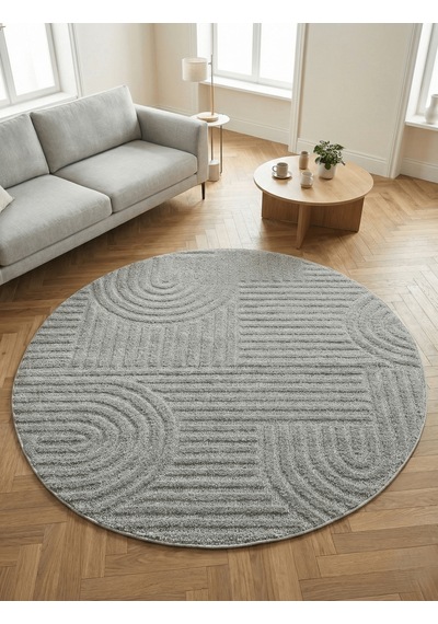 Modern Yuvarlak Halı Yumuşak Dokulu Halı Salon Halısı Mutfak Halısı Kesme Halı Yolluk Gri Halı 23