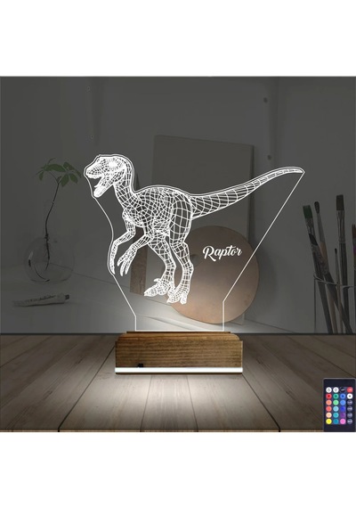 Luvivia Dinozor Raptor 3d Lamba - Masa Gece Lambası Şeffaf
