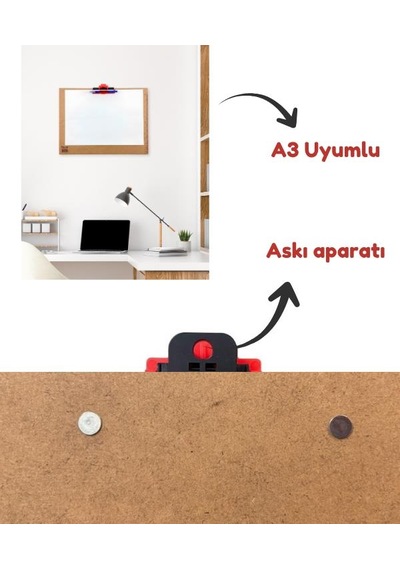 Temel A3 Ahşap Sekreterlik Otomatik Mekanizmalı Kalem Tutma Aparatlı