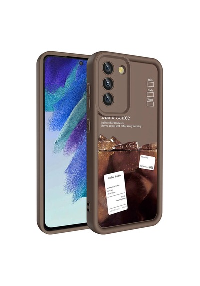 Galaxy Uyumlu S21 Fe Kılıf Kamera Korumalı Baskılı Arka Yüzey Klas Kapak - Siyah Siyah Siyah