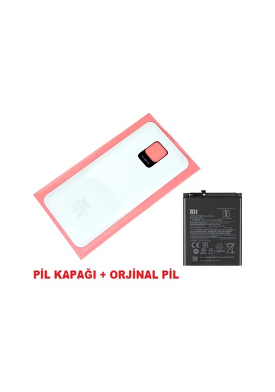 Tkgz Xiaomi Redmi Note 9 Pro Arka Kapak Batarya Kapağı + Pil Cam Beyaz