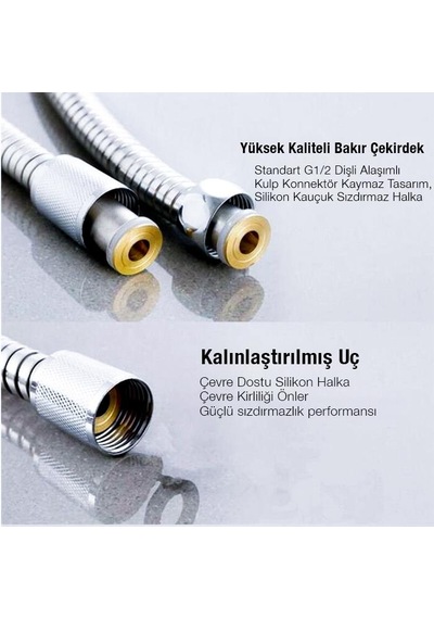 Coofbe 1.5Metre Hortumlu Sprey Tabancalı Lavabo ve Tuvalet Musluğ Gümüş