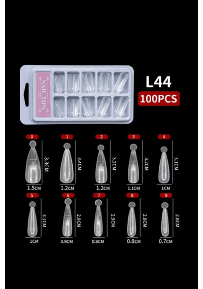 10 Farklı Boy 100 Adet Ölçekli Poly Jel Kalıp Tips Farklı Şekillerde Poly Jel Kalıp Tips L44