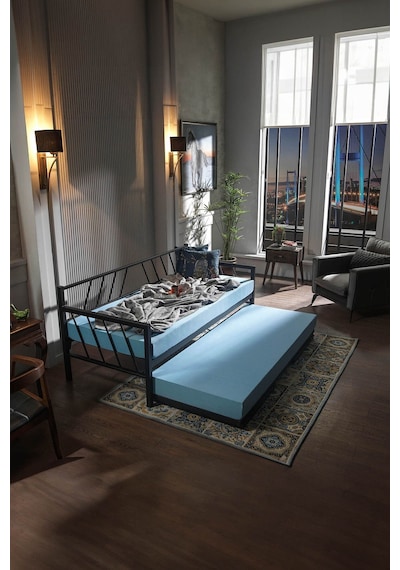 Glory Yavrulu Daybed Tek-çift Kişilik Sedir Metal Karyola Siyah