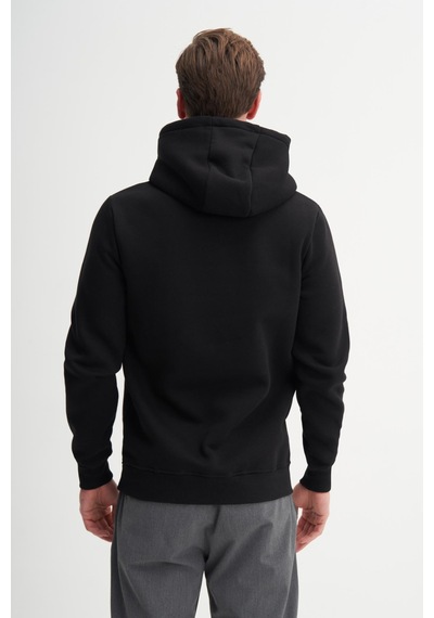 Cazador 53605 Erkek Kapşonlu Yaka Sweatshirt Siyah