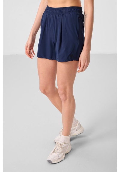 Tommylife İndigo Polyester Gizli Cep Fermuarlı Rahat Form Kadın Şort - 91014 Indigo