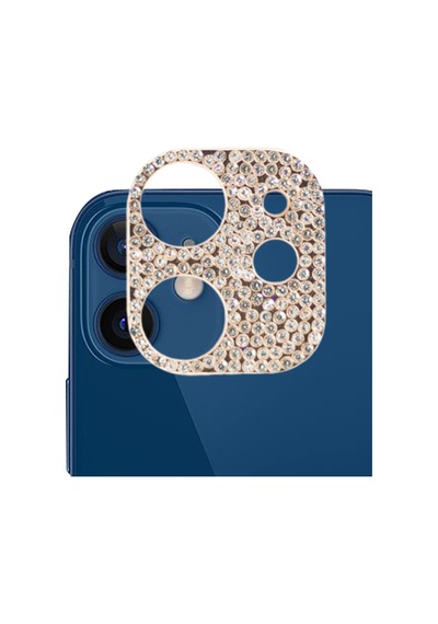 Ally Apple Uyumlu iPhone 12 Diamond Taş İşlemeli Kamera Koruyucu Lens Rose Gold