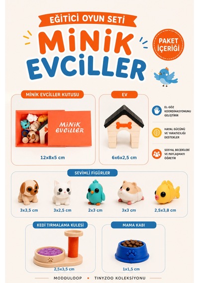 Evcil Hayvanlar Oyun Seti Montessori İlhamlı Eğitici Oyuncak Hayvan Ve Aksesuarlar, Kedi Köpek Kuş Balık Hamster Minik Evciller Evcil Hayvanlar Oyun Seti Montessori İlhamlı Eğitici Oyuncak Hayvan Ve Aksesuarlar, Kedi Köpek Kuş Balık Hamster Minik Evciller