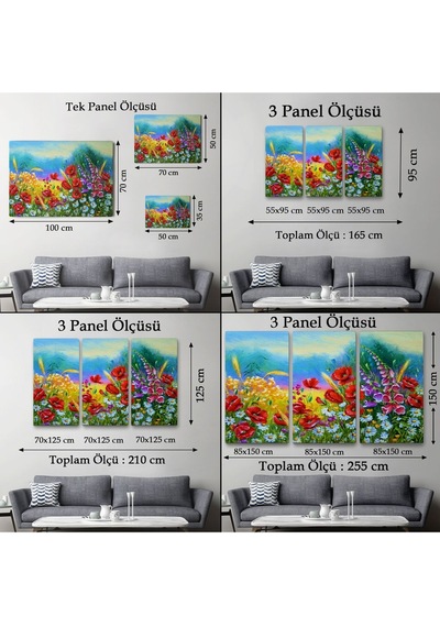 Es10 DB HG Renkli Çiçekler Yağlıboya Görünüm Dekoratif Kanvas Duvar Tablosu-3749 (50 x 70)