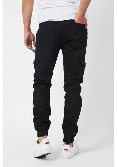 Serseri Jeans Erkek Su Yeşili Renk Jogger Paçası Beli Lastikli Pantolon Siyah