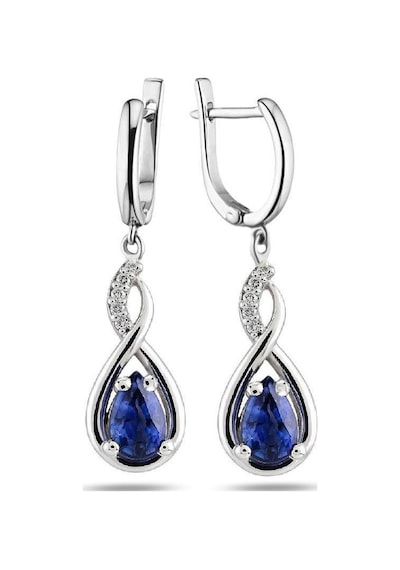 Brezza Lusso Jewelry 925 Ayar Su Damlası Safir Zirkon Taşlı Gümüş Küpe