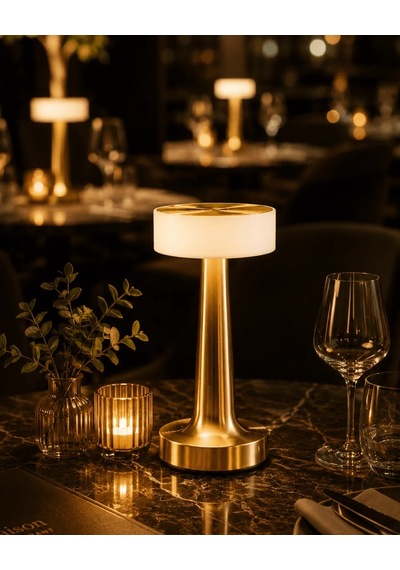 Ers Şarjlı Gold Mantar Masa Lambası Dimmer Ayarlı Kablosuz Led Lamba Çok Renkli
