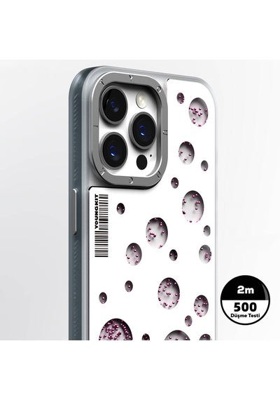 Apple Uyumlu iPhone 14 Pro Max Kılıf M-safe Şarj Özellikli Şık Tasarım Renkli Benekli Kinetik Boncuklu Kılıf Beyaz Apple Uyumlu iPhone 14 Pro Max Kılıf M-safe Şarj Özellikli Şık Tasarım Renkli Benekli Kinetik Boncuklu Kılıf Beyaz