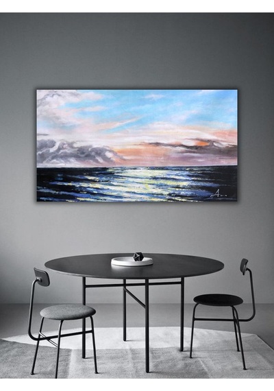 Yağlı Boya Tablo %100 El Yapımı 94cmx60cm Deniz Sunset