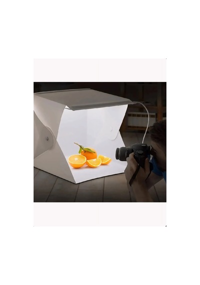 Profesyonel Led Işıklı Mobil Katlanabilir E-ticaret Ürün Fotoğraf Çekim Çadırı 23x24x30 Cm 1adet Beyaz