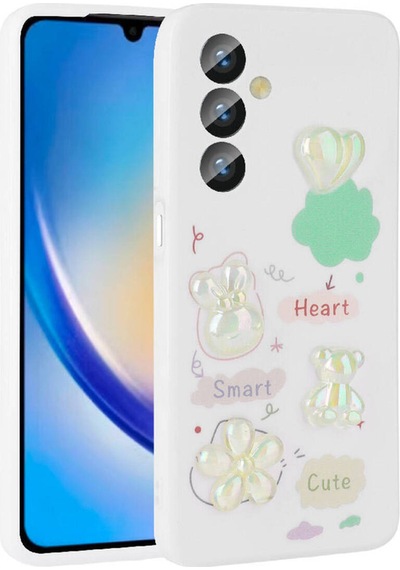 Galaxy A23 4g Kılıf Kabartma Figürlü Parlak Zore Toys Silikon Kapak Beyaz