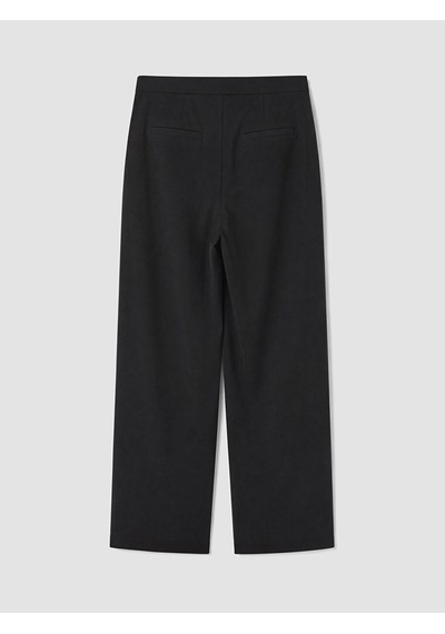 Lcw Modest Siyah Loose Fit Kadın Pileli Kumaş Pantolon