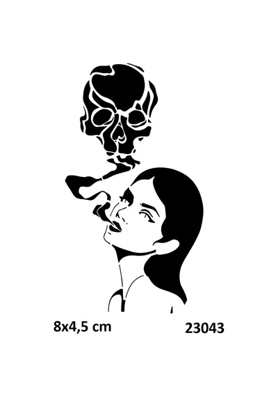 Airbrush Tattoo Dumanlı Kuru Kafa Yapışkanlı Stencil Süsleme Ve Boyama Kalıbı