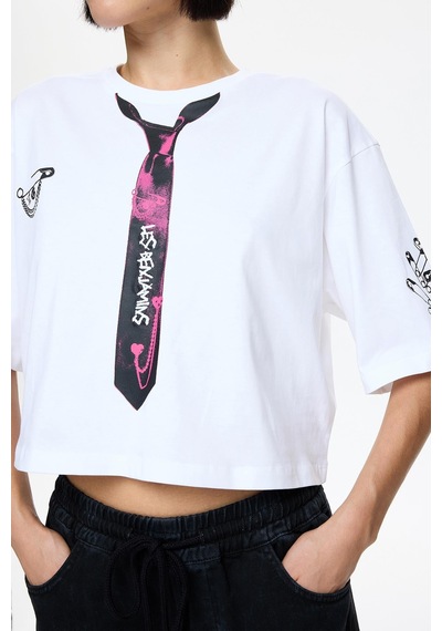 Les Benjamins Les Benjamıns Crop Oversızed Tee 005 M Beyaz