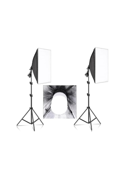 İkili Softbox Set 50x70 Cm Ürün Çekimi Moda Reklam Cast İçin Güçlü 50 Wat Led Ampullü Sürekli I