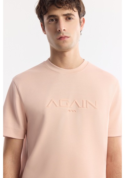 Avva Erkek Pembe Bisiklet Yaka Baskılı Bi-stretch İnterlok Regular Fit T-shirt A51y1132