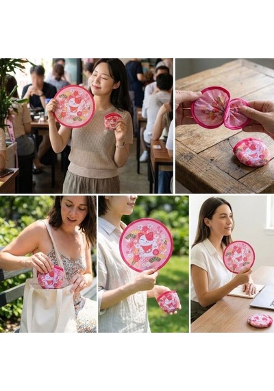 Bakgelal Katlanabilir Cep Yelpazesi 21 Cm Kılıflı Kore Yelpazesi Ultra Hafif, Katlanabilir, 10 Farklı Desen Seçeneği Plaj, Seyahat, Festival Ve Günlük Kullanım İçin - 03-11-000016