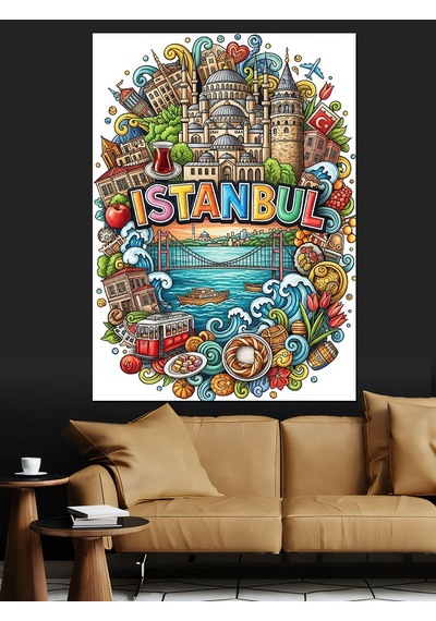 Ahşap Tablo İstanbul Temalı Graffiti Yazı Film Afişleri Kanvas Tablo
