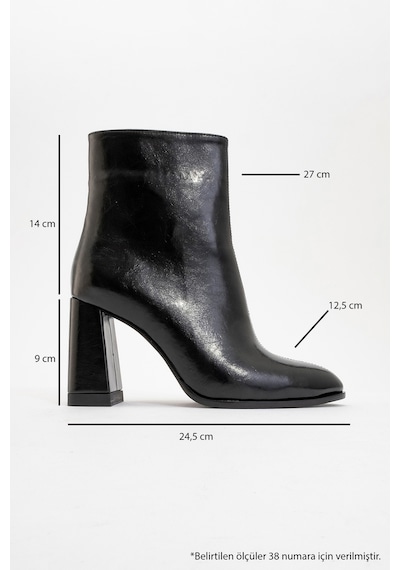 Luvishoes Jewel Siyah Cilt Kadın Topuklu Bot Sıyah Cılt