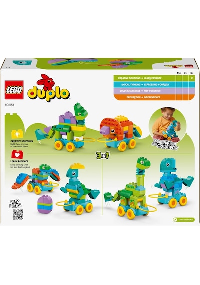 LEGO® DUPLO® Kasabası 3’ü 1 Arada Tekerlekli Dinozorlar 10451 - 3 Yaş ve Üzeri Çocuklar için Eğitici Oyuncak Yapım Seti (108 Parça)